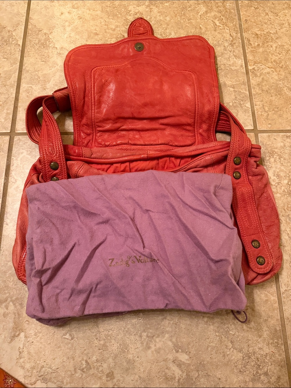 Zadig and Voltaire distressed early 2000’s pink Leather Bag - Picture 2 of 4
